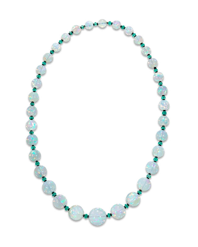 Ladies Victorian lace necklaces -Graduated Ethiopian Opal Necklace, 436.00 Carats