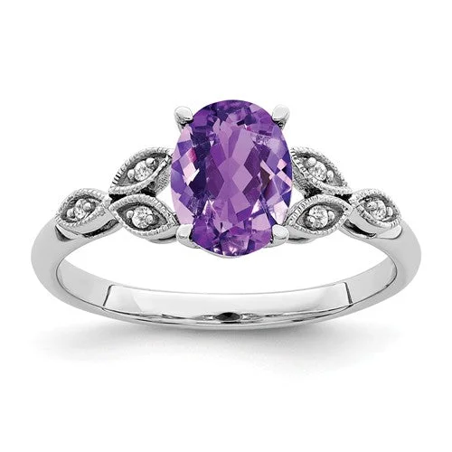 Ladies Rings for Mentor Spark-14k White Gold Oval Gemstone and Diamond Ring