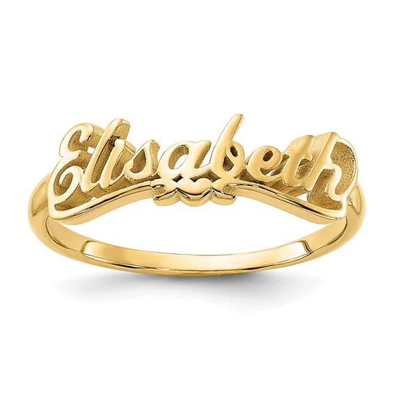 Ladies Rings for Writer Spark-Sterling Silver or Solid Gold Underlined Name with Heart Ring