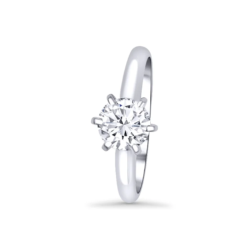 Ladies Engagement Rings with Sanidine Spark-14K White Gold Round 1.01 Carat Diamond Engagement Ring