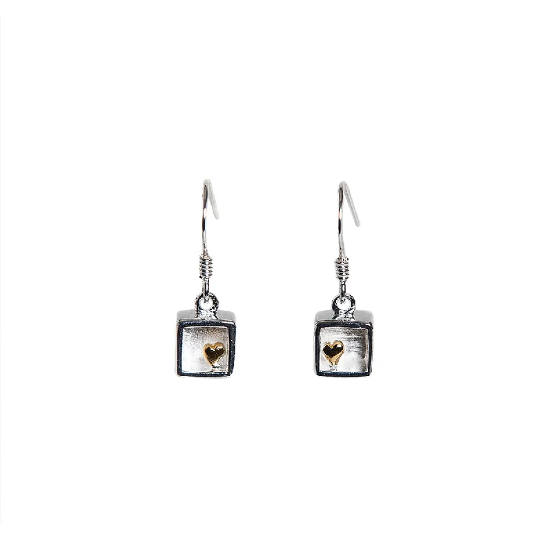 Ladies Earrings with Yellow Xenotime-Christin Ranger Sterling Silver Heart of Gold Drop Earrings