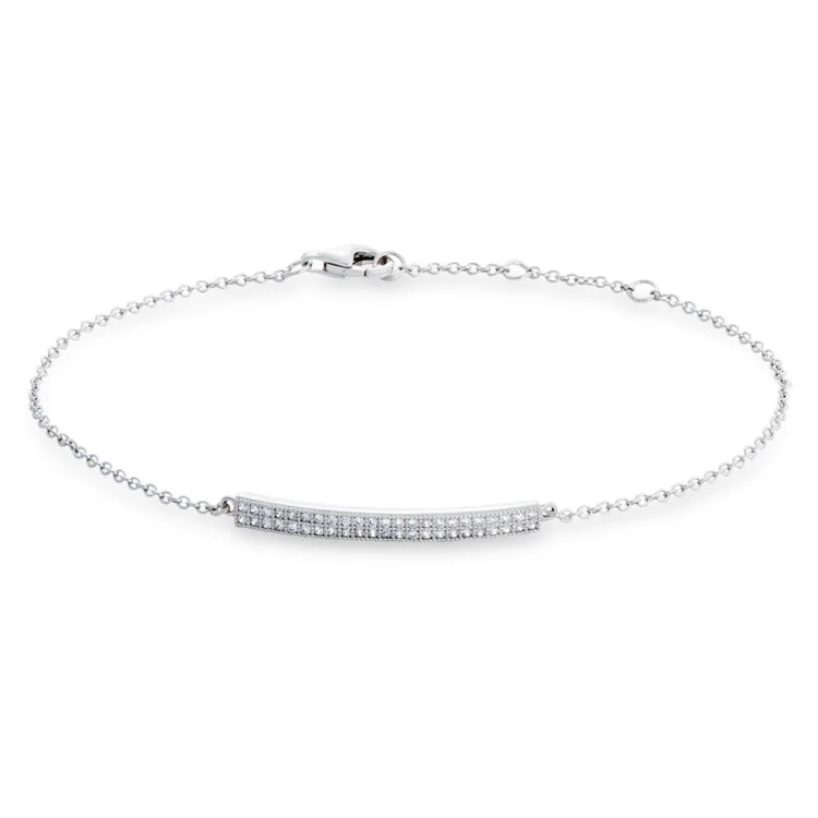 Serene blue bracelets -Platinum Finish Sterling Silver Micropave Two Row Bar Adjustable Bracelet with 46 Simulated Diamonds 6.5" - 7.25"