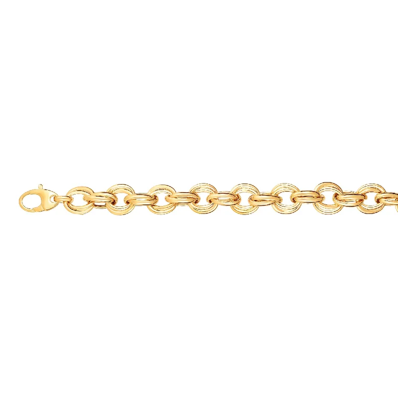 22K gold statement bracelets -14K Gold Round Double Link Bracelet