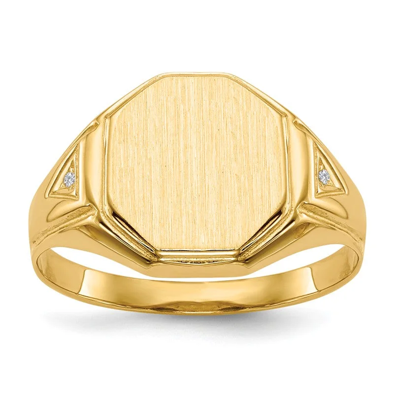 Ladies Rings with Cyan Euclase-14k Yellow Gold Diamond Accented Signet Ring (Mens Sizes)