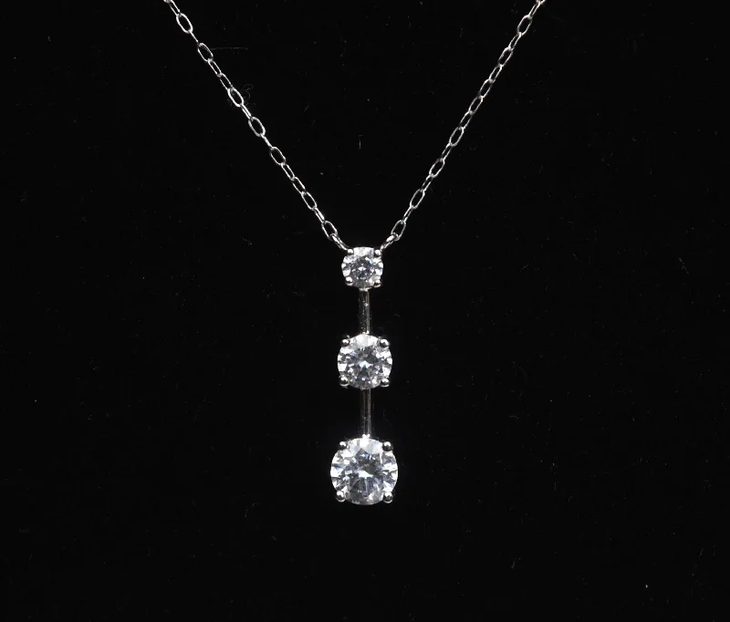 Ladies regal purple necklaces -Ross-Simons - 14k White Gold Cubic Zirconia Drop Pendant Chain Necklace