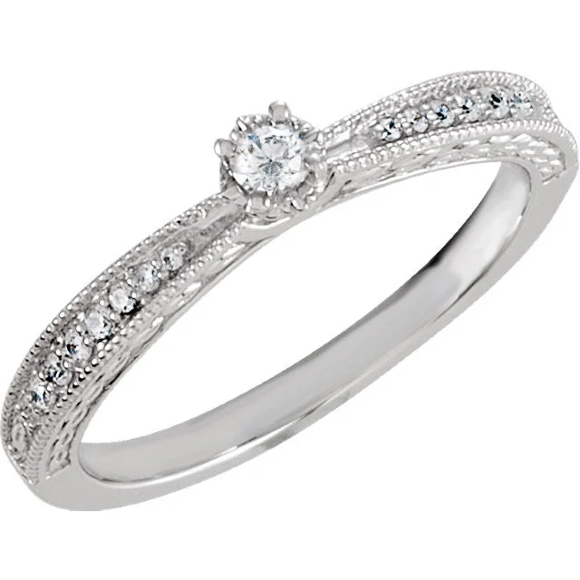 Ladies Rings Crafted Spark-Sterling Silver Cubic Zirconia Vintage-Style Promise Ring