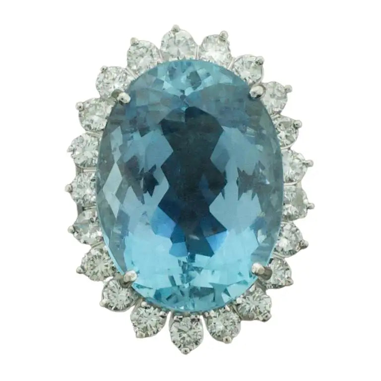 Ladies Rings with Pure Danburite-Classic Aquamarine and Diamond Ring in Platinum