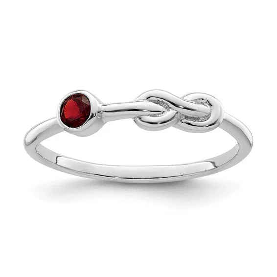 Ladies Rings with Flame Glow-Sterling Silver Gemstone Infinity Knot Birthstone Rings