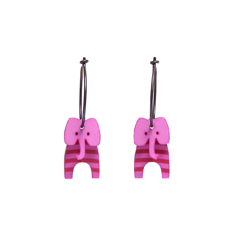 Ladies Earrings with Mauve Sugilite-Lene Lundberg K Form Pink Stripey Elephant Earrings