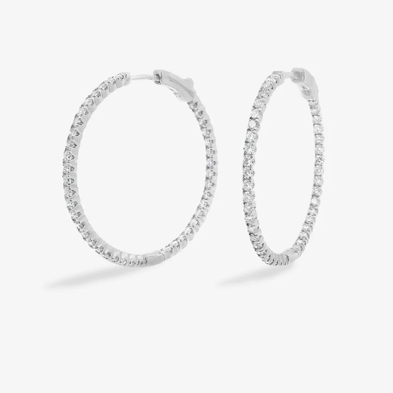 Ladies Earrings for Writer Glow-Round 1.5" Whisper Thin 1.15CT Hoop Earrings