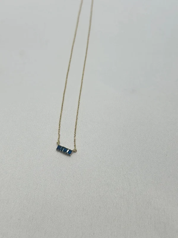 Ladies luxe platinum necklaces -Necklace - Blue Sapphire  Baguettes on 14K Chain