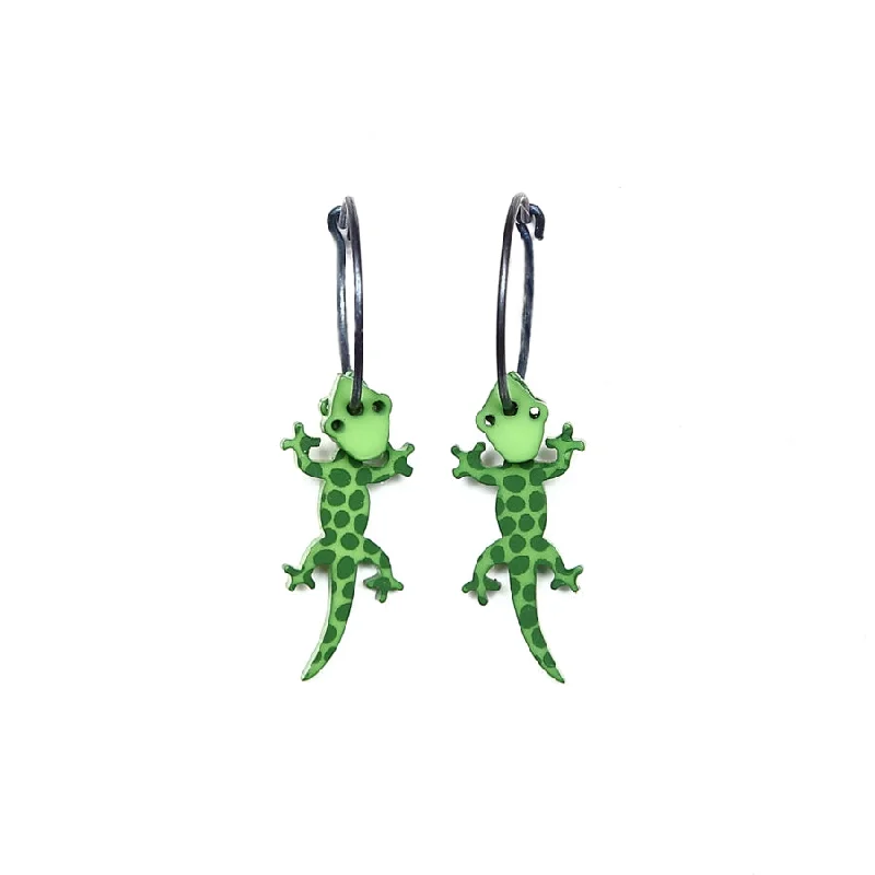 Ladies Earrings for Dream Glow-Lene Lundberg Green Spotted Gecko Earrings