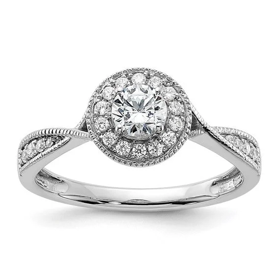 Ladies Engagement Rings with Sanidine Spark-14k White Gold Lab Grown Diamond SI1/SI2, G H I, Halo Twist Engagement Ring