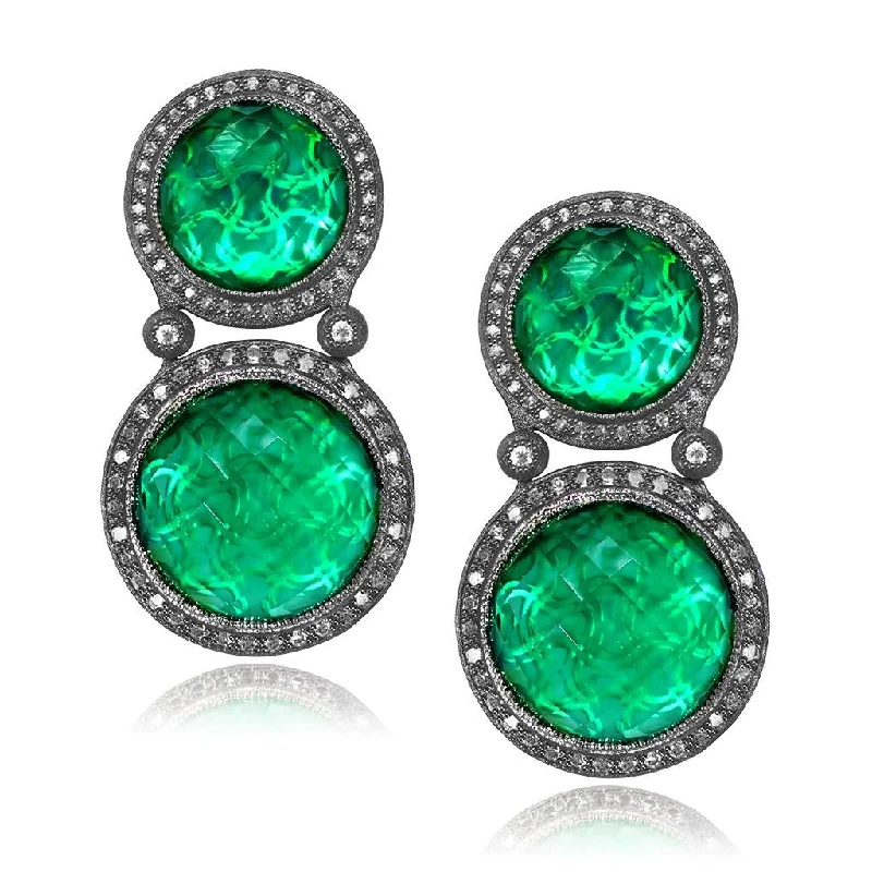 Ladies Earrings with Arrow Glow-Silver Symbolica Drop Earring with Green Agate & Topaz