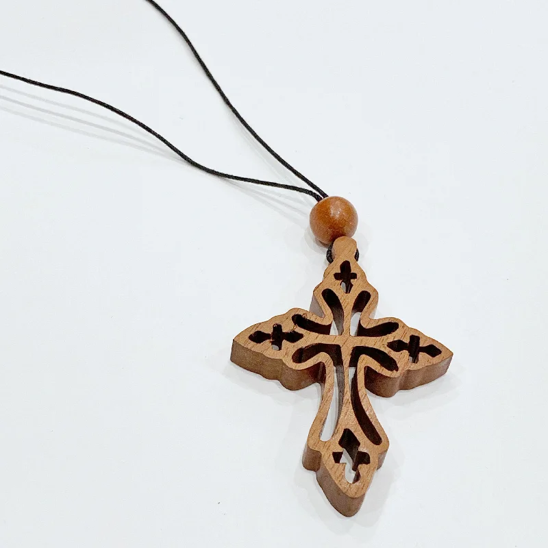 Ladies fanciful twist necklaces -Estate Collection Necklace - Wooden Cross