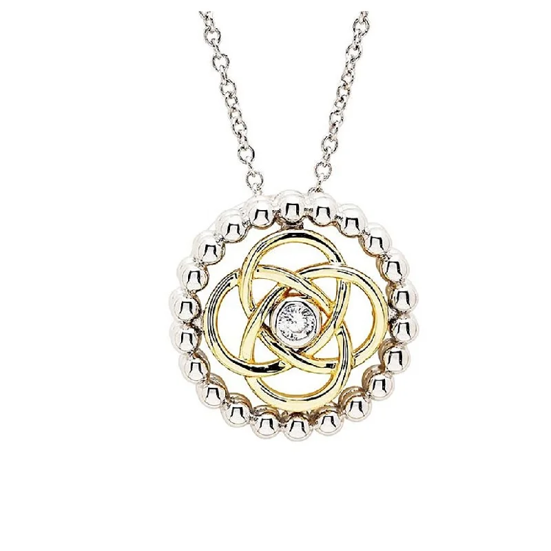 Ladies throwback retro necklaces -Shanore : Sterlin Silver CZ Celtic Knot Necklace with Gold Plate