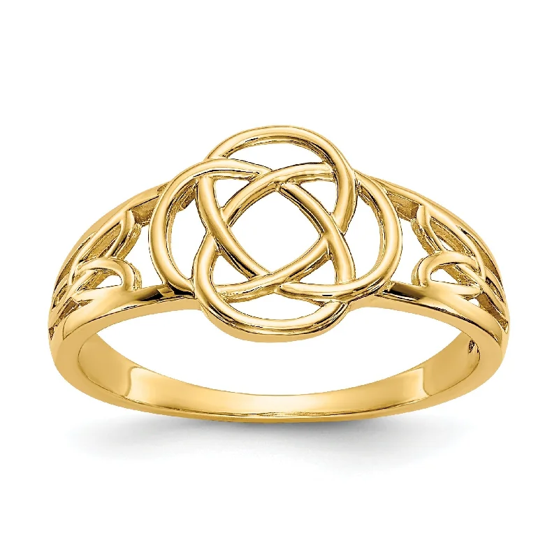 Ladies Rings with Star Shine-14k Yellow Gold Polished Ladies Celtic Knot Ring