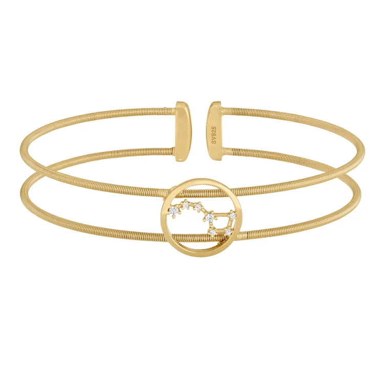 Slender band bracelets -Gold Finish Sterling Silver Cable Cuff Constellation Bracelet with Simulated Diamonds - Big Dipper