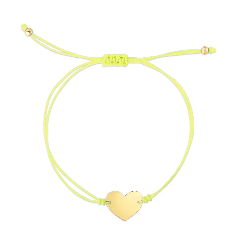 Versatile stretch bracelets -14K Yellow Cord Heart Adjustable Bracelet