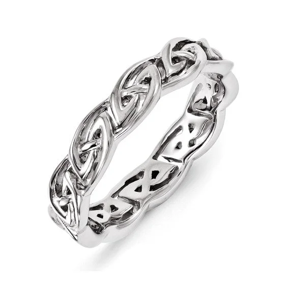 Ladies Rings with Yellow Xenotime-Sterling Silver Stackable Expressions Celtic Carved Band Ring