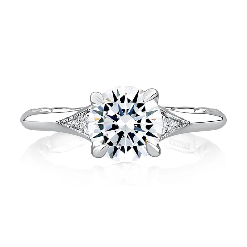 Ladies Engagement Rings with Idocrase Shine-14k White Gold Accented Soliatire Engagement Ring Moutning