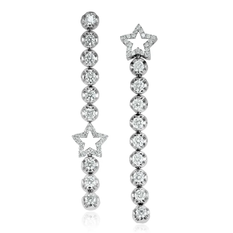 Ladies Earrings with Oval Glow-Diamond Star Drop Earrings