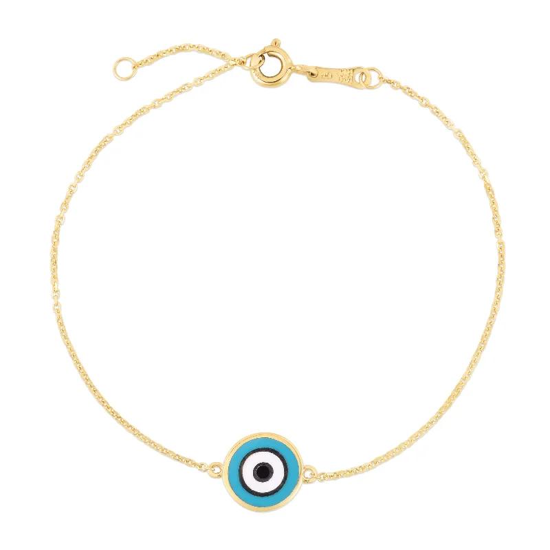 Opulent gold bracelets -14K Blue Evil Eye Bracelet