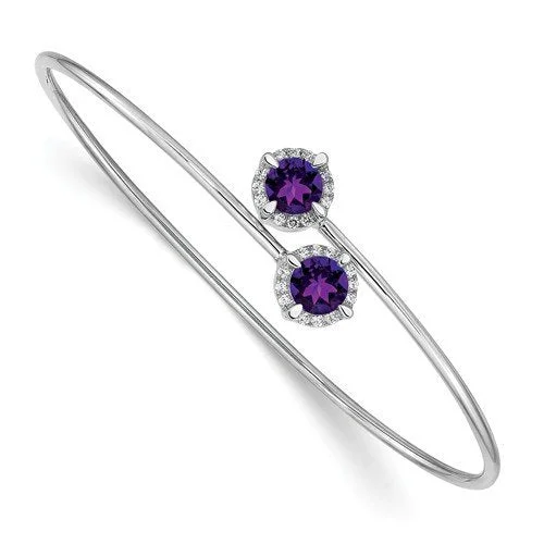 Blissful charm bracelets -14KT WHITE GOLD 0.80 CTW AMETHYST & 0.12 CTW DIAMOND FLEX BANGLE BRACELET