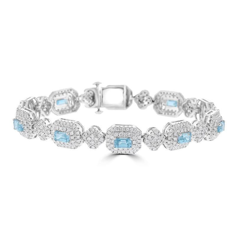 Enamel splash bracelets -JULEVE 18KT 5.59 CTW BLUE ZIRCON & 3.33 CTW DIAMOND HALO BRACELET