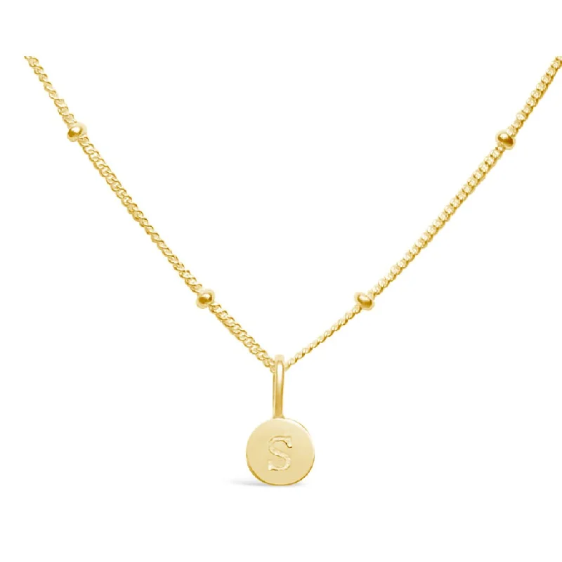 Ladies cherished antique necklaces -Stia : Love Letter "S" Mini Disk Necklace in Gold