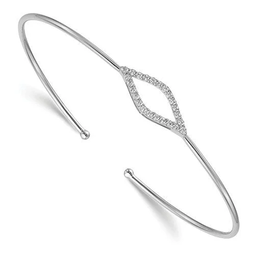 Pristine white bracelets -14KT WHITE GOLD 1/4 CTW DIAMOND CUFF BANGLE