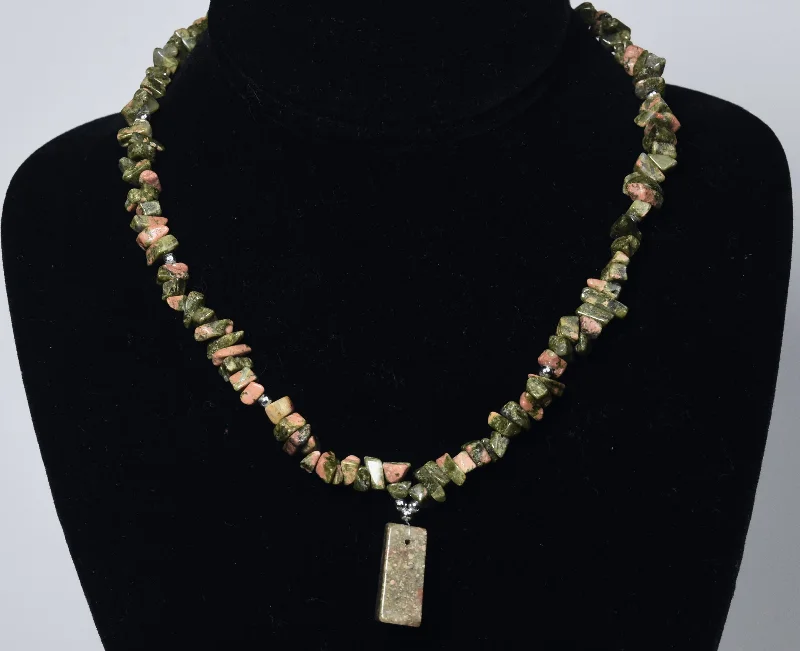 Ladies birthday sparkle necklaces -Unakite Chip Bead Necklace