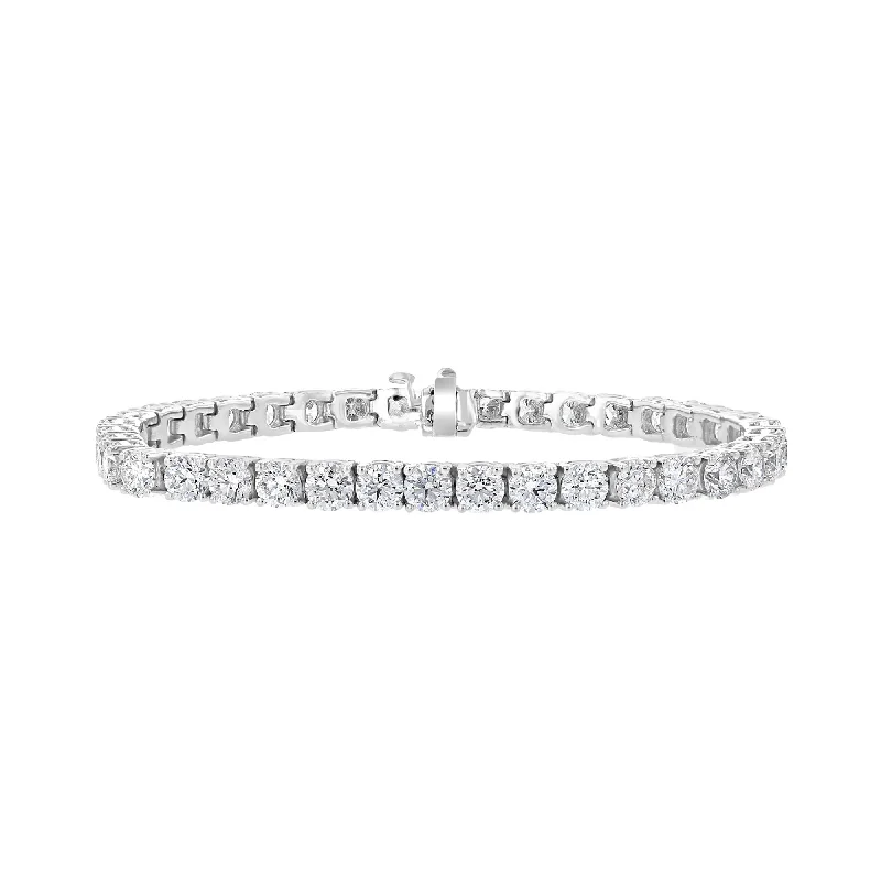 Playful charm bracelets -14KT WHITE GOLD 15.30 CTW ROUND DIAMOND 4 PRONG TENNIS BRACELET