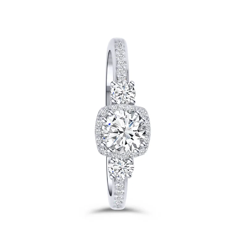 Ladies Engagement Rings Sun Spark-14K White Gold Round Diamond Engagement Ring 0.44 carat Center Diamond 0.42 carat Side Diamonds