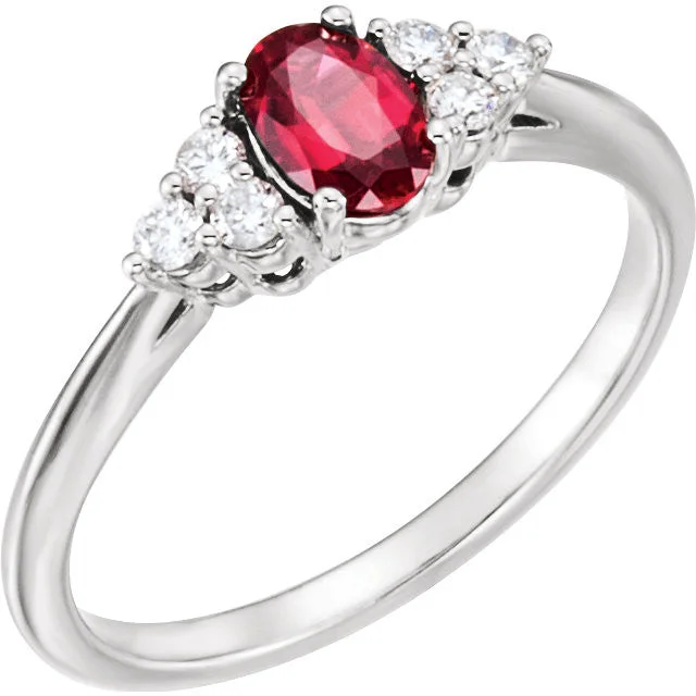 Ladies Rings for Student Spark-Lab Created Ruby & 1/6 CTW Diamond Ring - 14k Gold or Sterling Silver