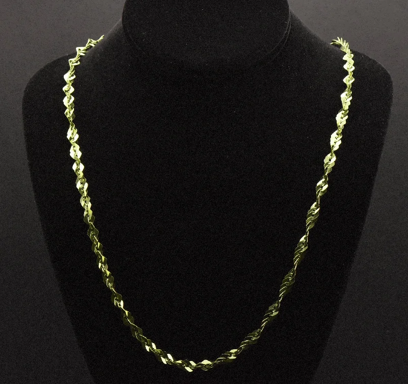 Ladies dreamy haze necklaces -Vintage Italian Green Tone Sterling Silver Chain Necklace - 30"