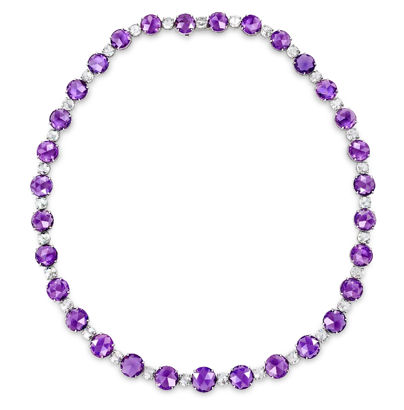 Ladies barely-there necklaces -Untreated Lilac Sapphire and Diamond Necklace