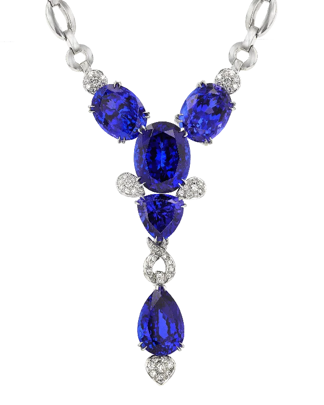 Ladies motivating spark necklaces -Tanzanite Necklace, 65.67 Carats