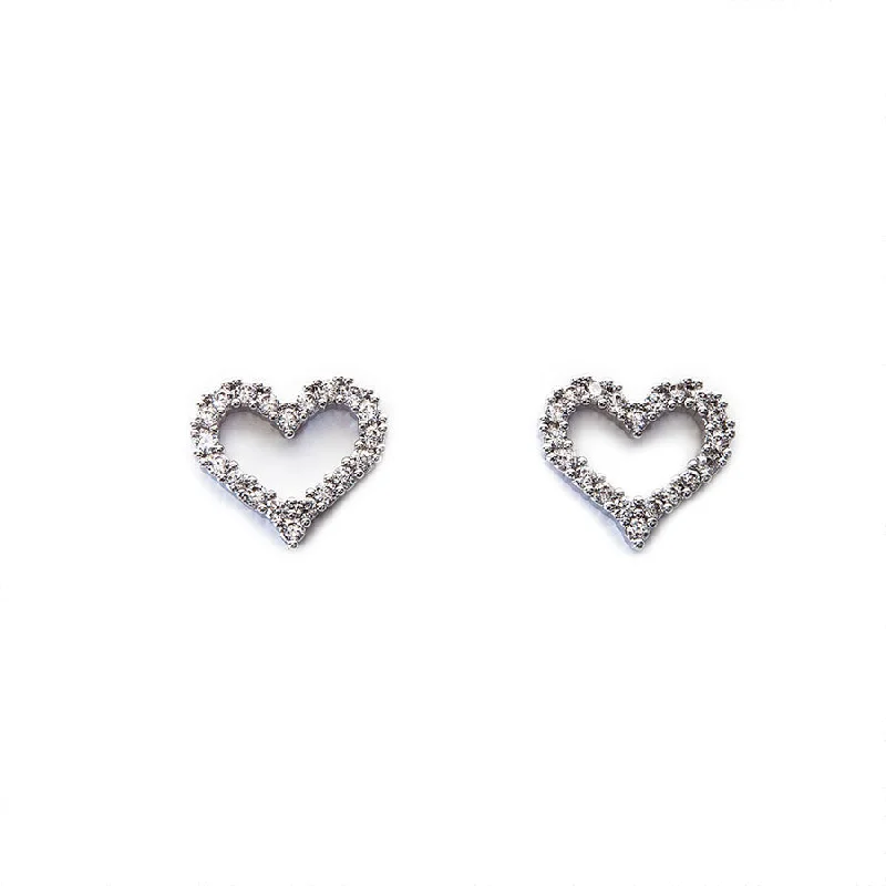 Ladies Earrings for Engineer Spark-Sparkly Crystal Set Hollow Heart Earrings