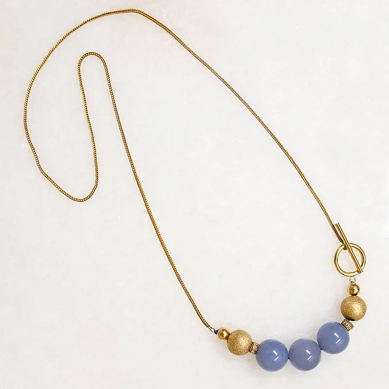 Chalcedony, Gold, & Diamond Bead Necklace by Ancient Influences