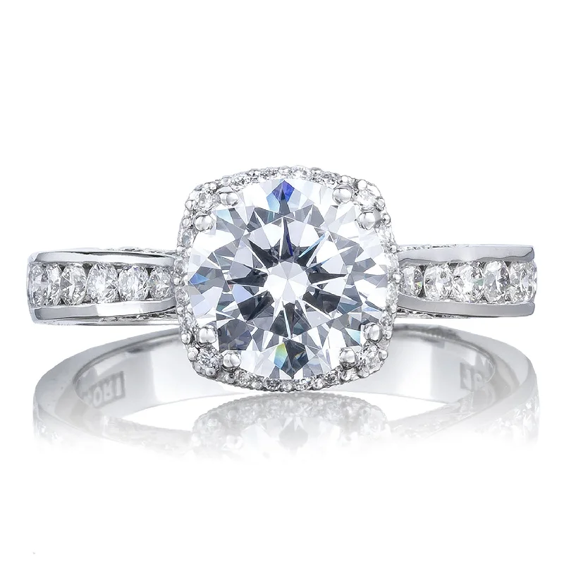 Ladies Engagement Rings Thin Glow-Tacori Platinum Dantela Diamond Engagement Ring 0.62ctw 2646-3RDC75