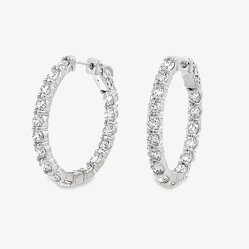 Ladies Earrings with Bronze Enstatite-Oval 1.25" Eternity 5.95CT Hoop Earrings