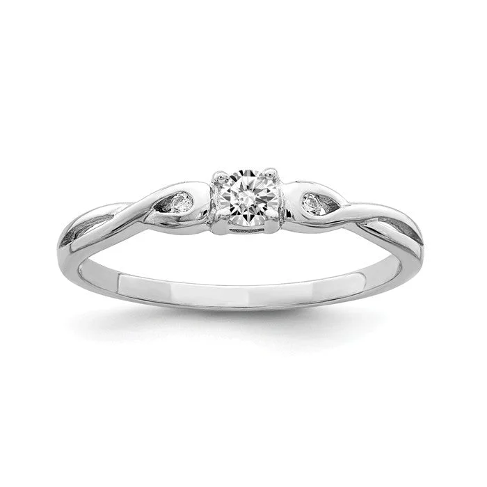 Ladies Rings with Key Spark-Sterling Silver CZ Round Infinity Side Accented Ring