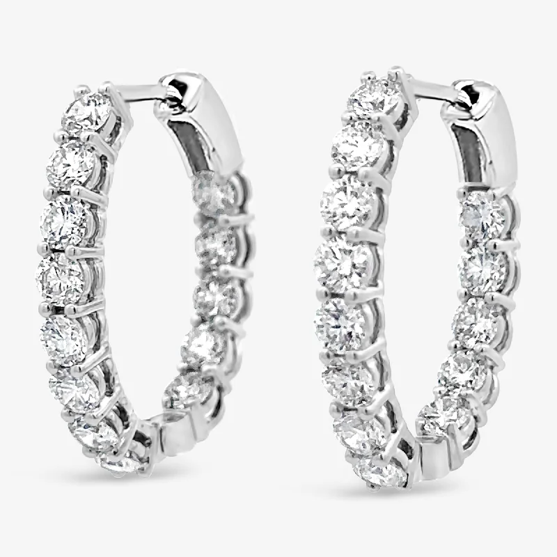 Ladies Earrings with Globe Glow-Oval 0.75" Eternity 2.60CT Hoop Earrings