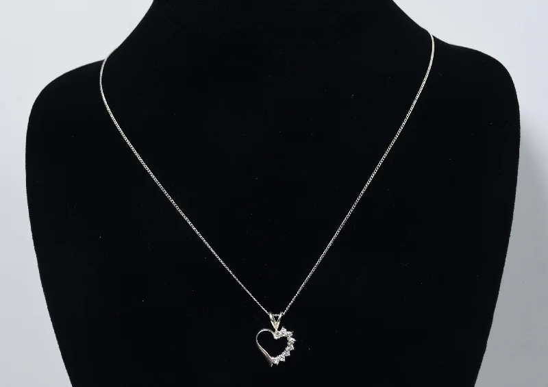 Ladies sleek choker necklaces -Avon - Sterling Silver and Topaz Heart Pendant on Sterling Silver Chain Necklace - 18"