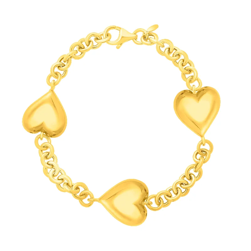 Infinite loop bracelets -Silver Plated Puffed Triple Heart Bracelet