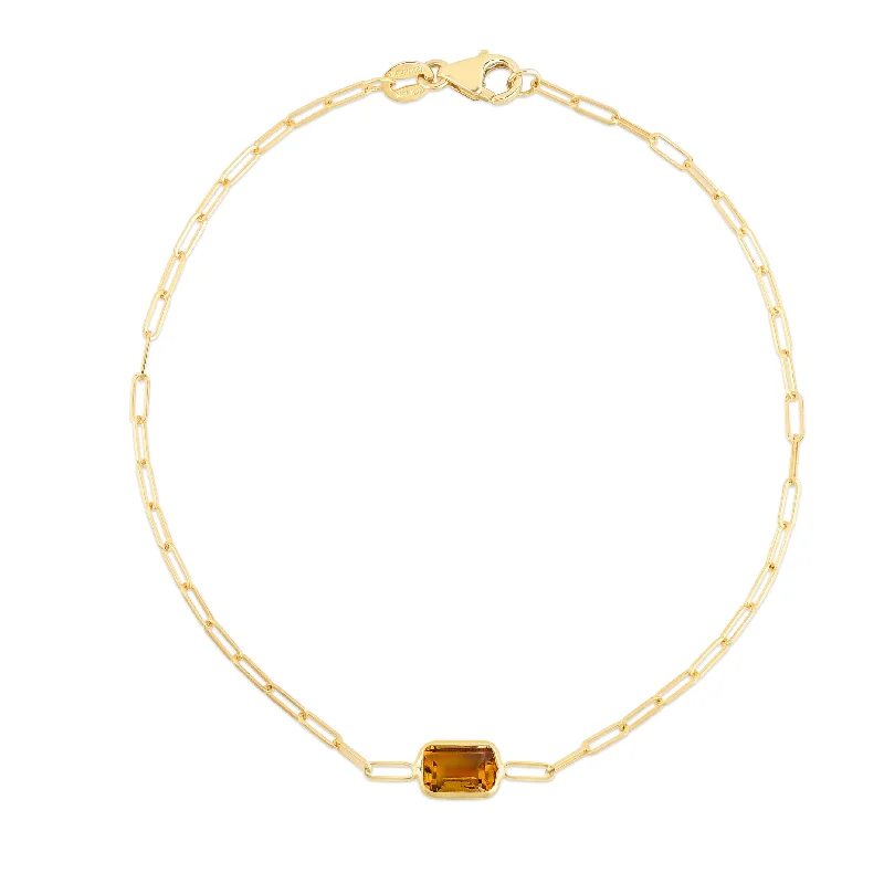 Striking fashion bracelets -14K Citrine Paperclip Bracelet