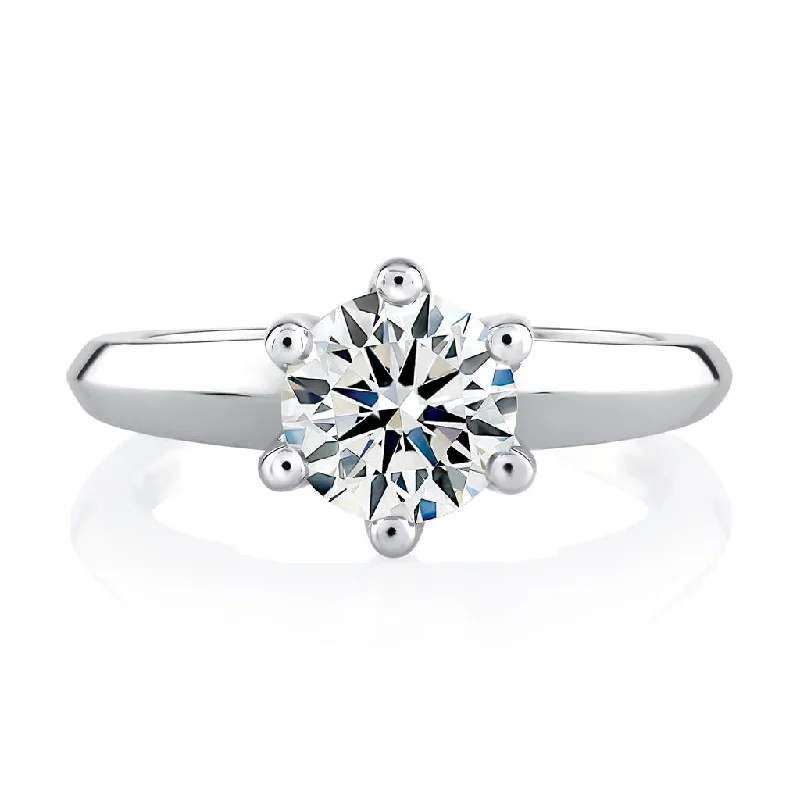 Ladies Engagement Rings Statement Glow-14k White Gold 6 Prong Solitaire Engagement Ring Mounting