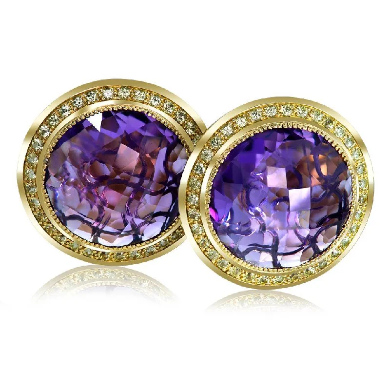 Ladies Earrings for Doctor Glow-Gold Symbolica Earrings with Amethyst & Peridots