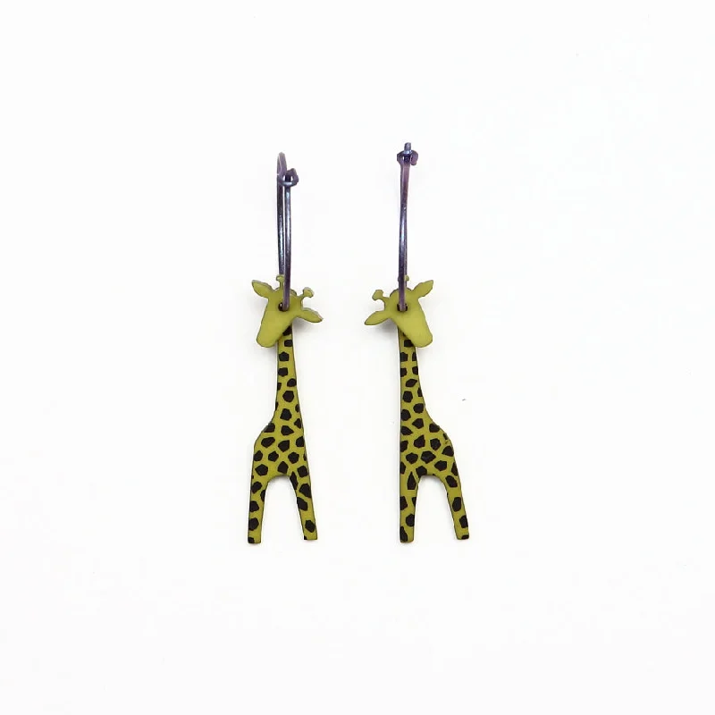 Ladies Earrings with White Leucite-Lene Lundberg K-Form Chartreuse Giraffe Earrings